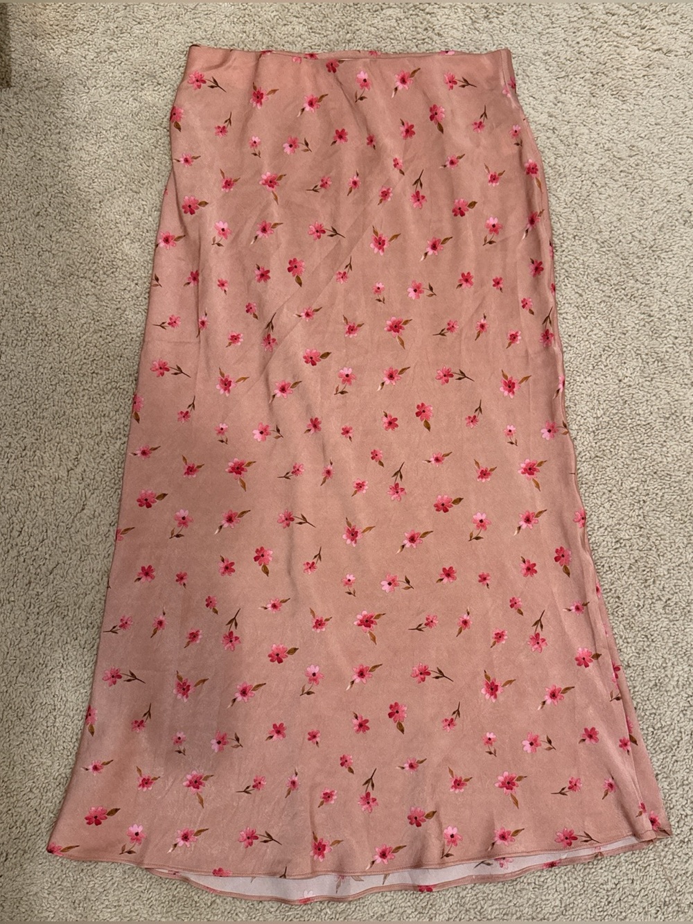 Pink floral nasty gal midi skirt. Size S.
